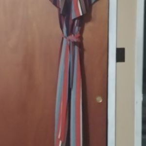 A striped off-the-shoulder jumpsuit